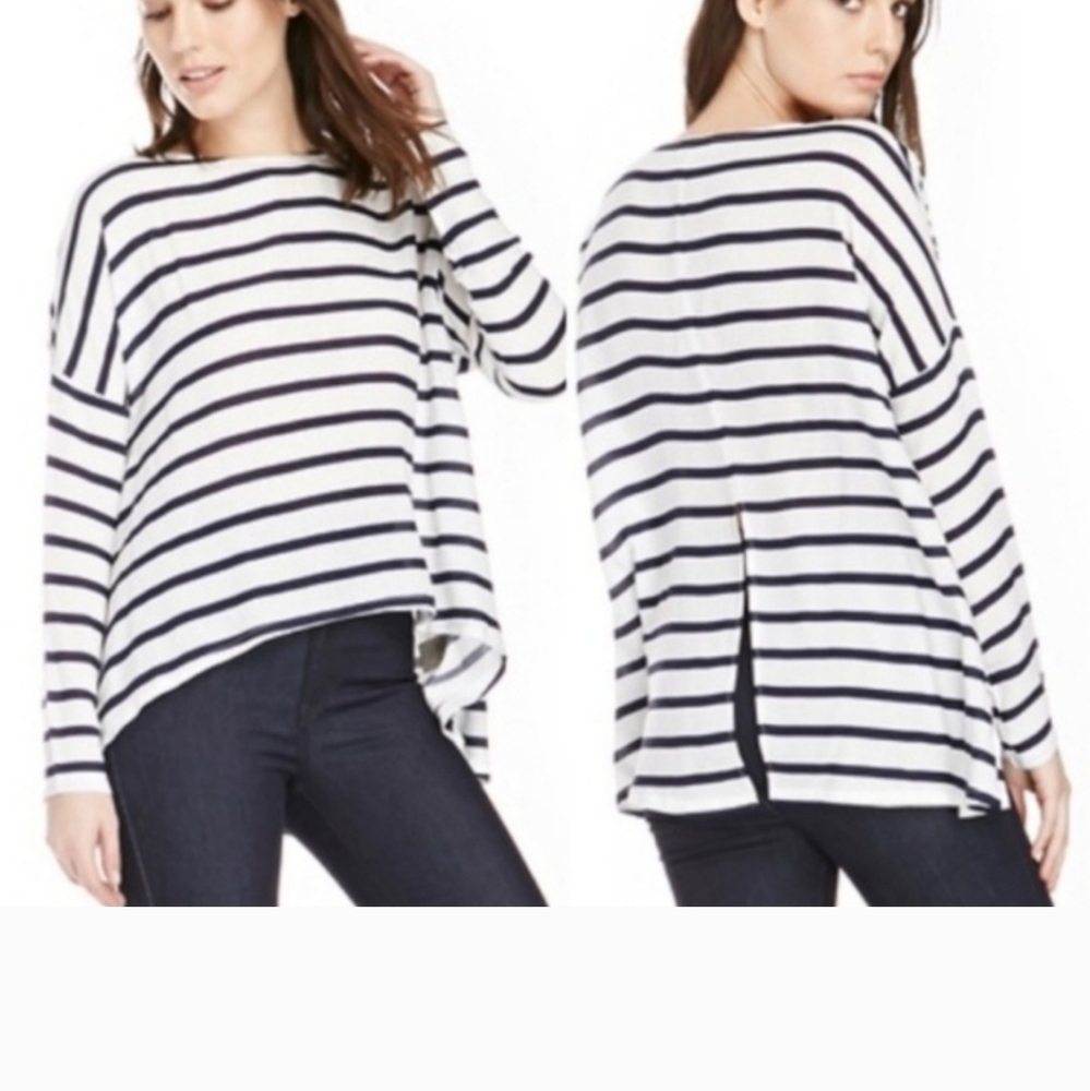 BB DAKOTA BLUE&WHITE STRIPE NAUTICAL‎ BLOUSE..SZ XS